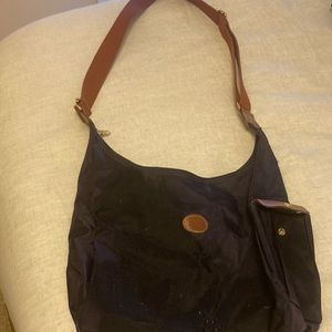 Dark purple, LONGCHAMP Crossbody Messenger bag with outer water bottle pocket